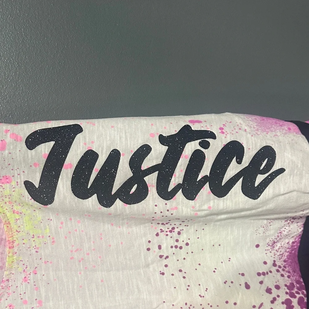 Justice Pink and White Tank Top with Logo